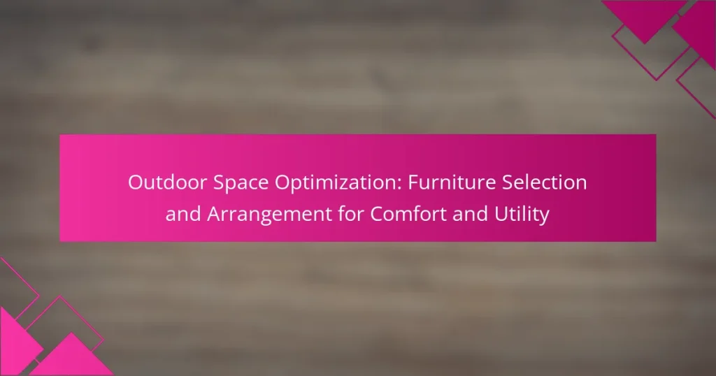 Outdoor Space Optimization: Furniture Selection and Arrangement for Comfort and Utility
