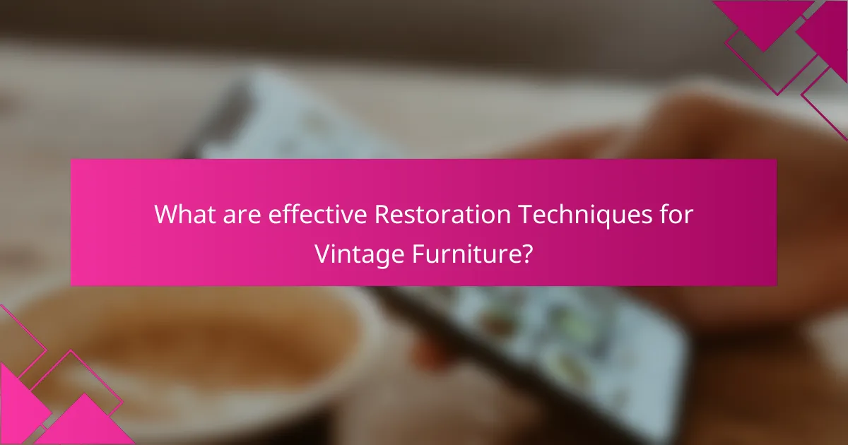What are effective Restoration Techniques for Vintage Furniture?